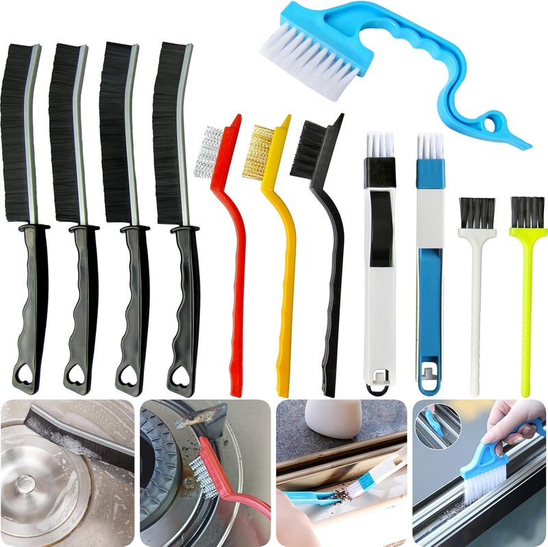 CRAFNEW 12Pcs Crevice Cleaning Brush,Small Gap Cleaning Brushes for Cleaning Bathroom,Kitchen,Window Grooves,Corners, Sinks, washbasins, Showers, faucets, bathtubs, Gas Stove and Tiles - Image 1